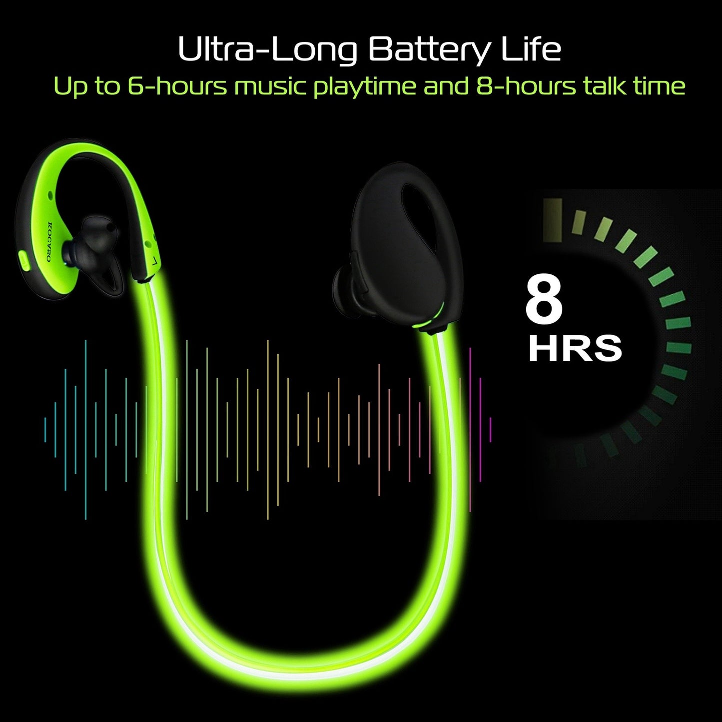 1Pc Wireless Sports Headsets Wireless V4.1 Neckband Earphones HD Stereo Sweat-proof Headphones Earbuds With LED Light Mic 8Hrs Work Running