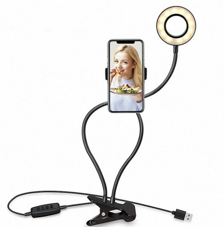 LED-Selfie-Ringlicht für Live-Make-up, verstellbares Licht, 8 cm Ständer