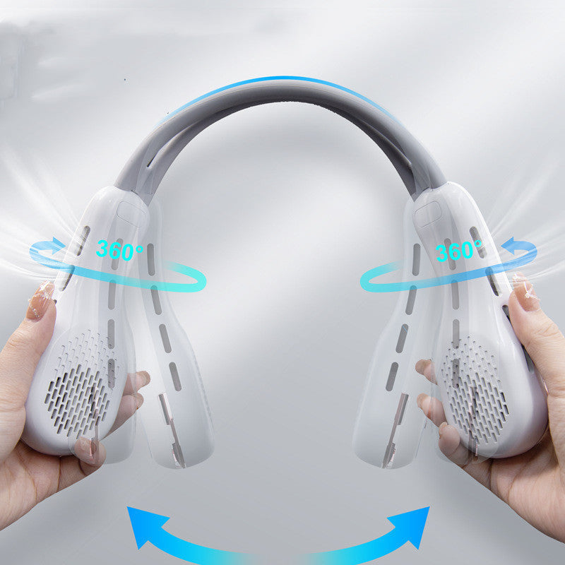 Leiser Mini-USB-Ventilator ohne Flügel, Ambientelicht, hängender Hals, Sommer-Gadgets