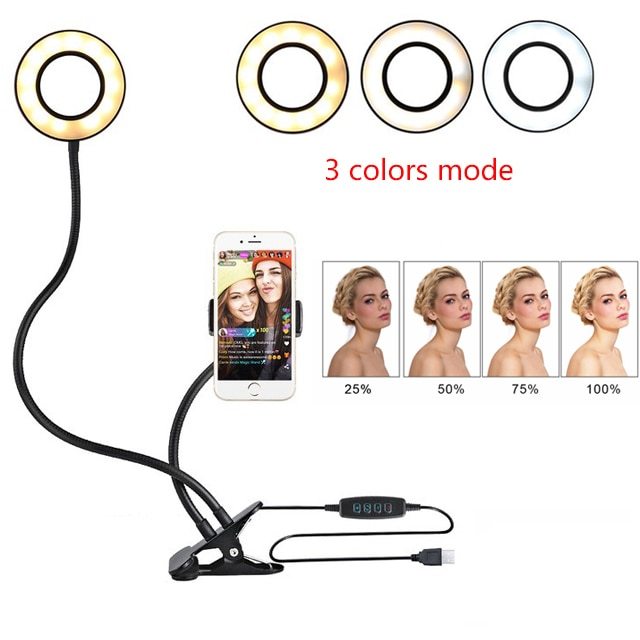 LED-Selfie-Ringlicht für Live-Make-up, verstellbares Licht, 8 cm Ständer