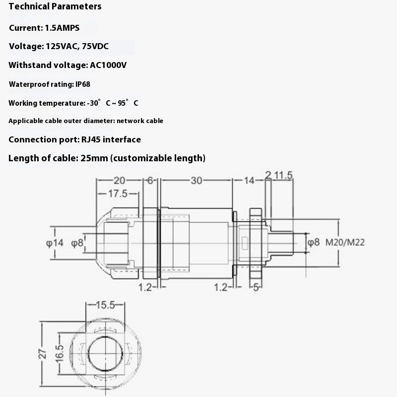 موصل شبكة Rj45 المقاوم للماء