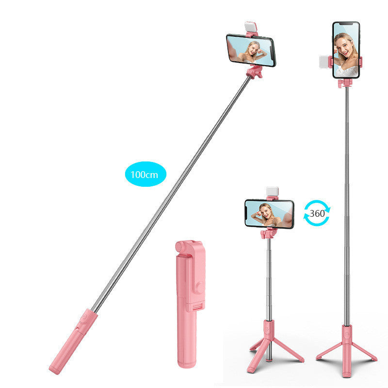 Kompatibel mit Apple, Bluetooth-Fülllicht-Selfie-Stick, Live-Übertragung im Freien, integrierter Stativ-Telefonhalter