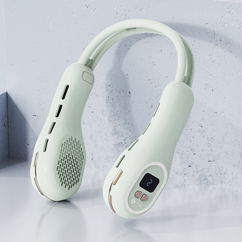 Leiser Mini-USB-Ventilator ohne Flügel, Ambientelicht, hängender Hals, Sommer-Gadgets