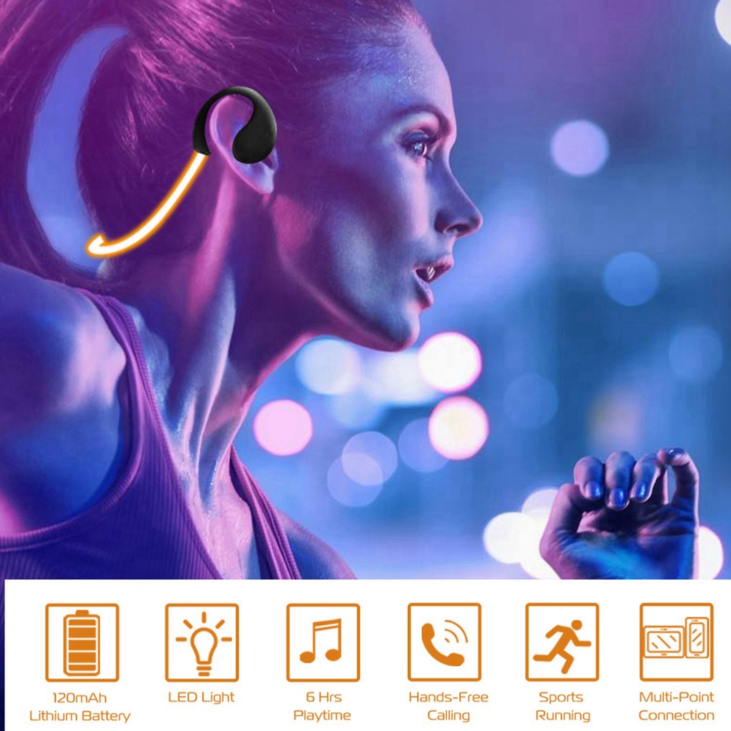 1Pc Wireless Sports Headsets Wireless V4.1 Neckband Earphones HD Stereo Sweat-proof Headphones Earbuds With LED Light Mic 8Hrs Work Running