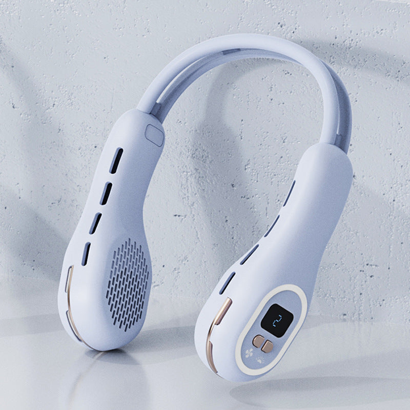 Leiser Mini-USB-Ventilator ohne Flügel, Ambientelicht, hängender Hals, Sommer-Gadgets