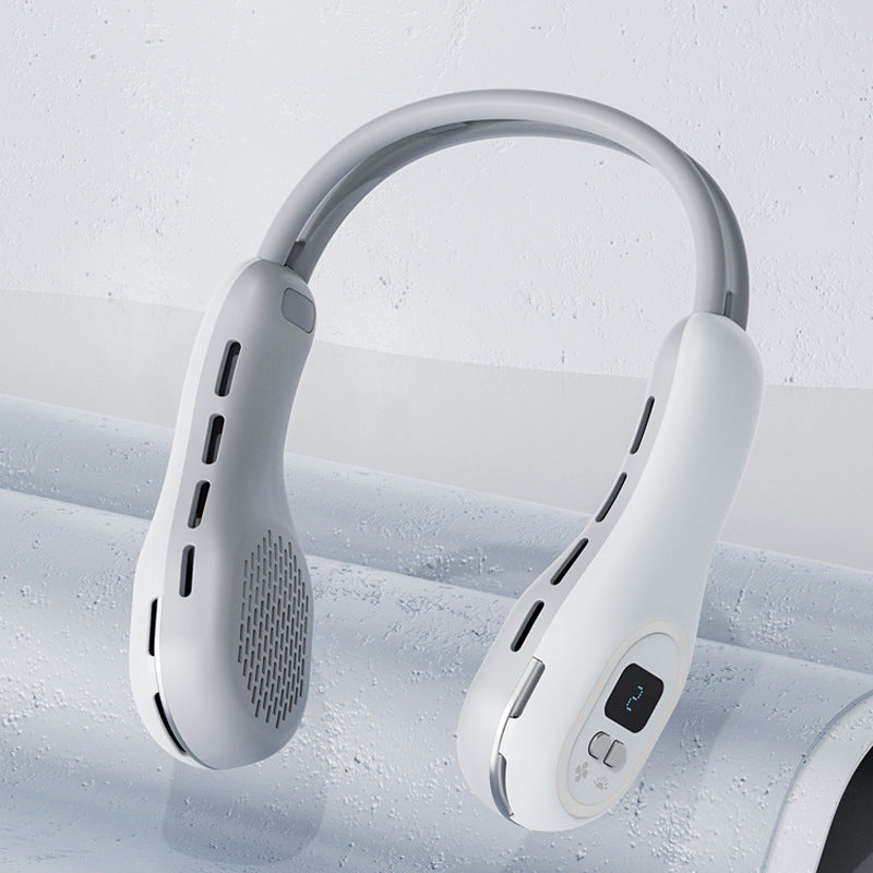 Leiser Mini-USB-Ventilator ohne Flügel, Ambientelicht, hängender Hals, Sommer-Gadgets