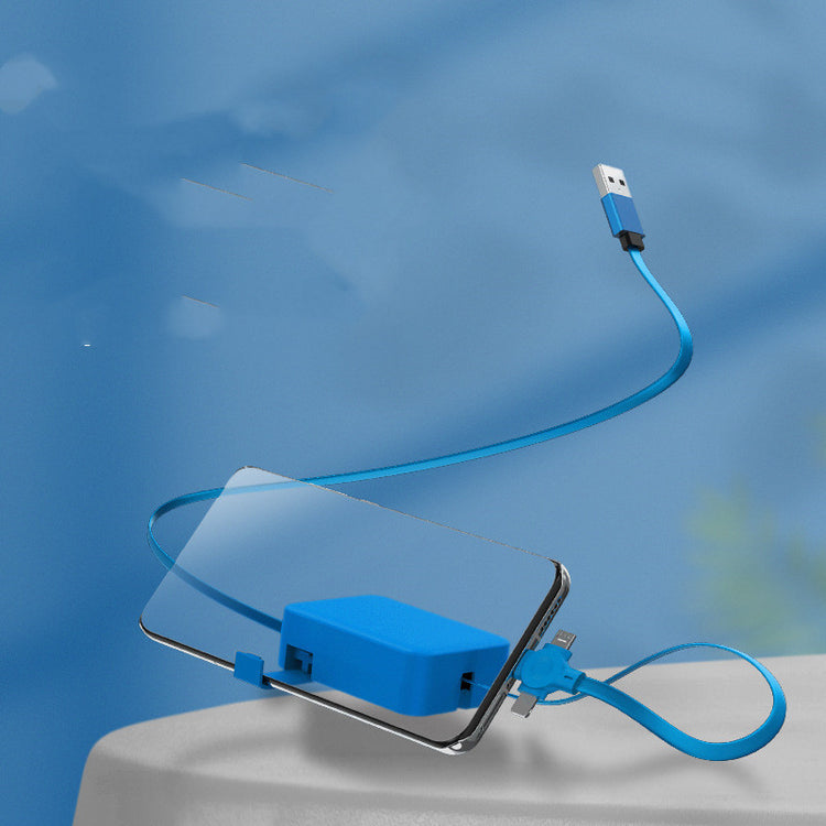 4 In 1 Retractable USB Cable Creative Macaron Type C Micro Cable For I Phone With Phone Stand Charging Data Cable Line Storage Box - My Store