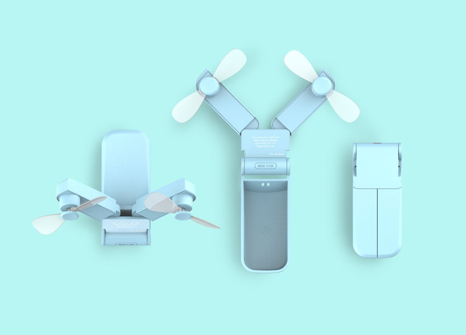 Handheld Mini Fan V36 Double Head Usb Folding Fan - My Store