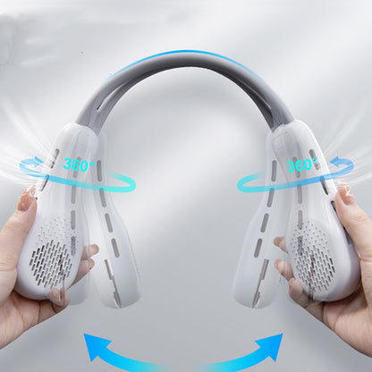 Leiser Mini-USB-Ventilator ohne Flügel, Ambientelicht, hängender Hals, Sommer-Gadgets