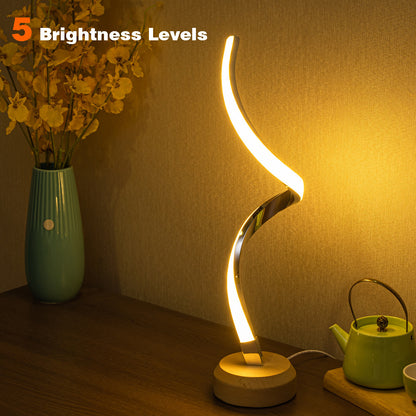 LED Spiral Table Lamp Modern Curved Desk Bedside Lamp Dimmable Warm White Night Light For Living Room And Bedroom - My Store