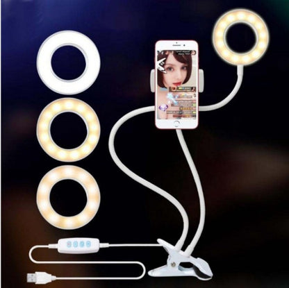 LED-Selfie-Ringlicht für Live-Make-up, verstellbares Licht, 8 cm Ständer