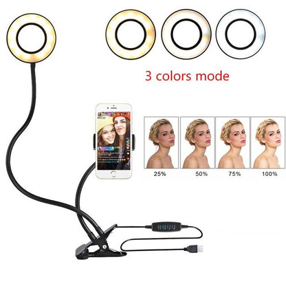 LED-Selfie-Ringlicht für Live-Make-up, verstellbares Licht, 8 cm Ständer