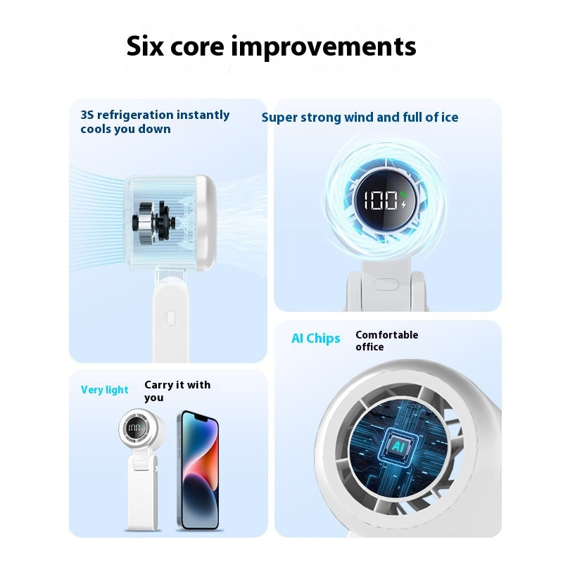 Handheld High-speed Mini Little Fan Foldable Handheld Digital Display Fan - My Store