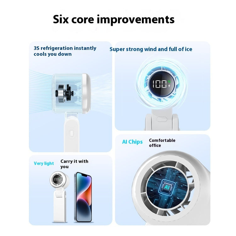 Handheld High-speed Mini Little Fan Foldable Handheld Digital Display Fan - My Store