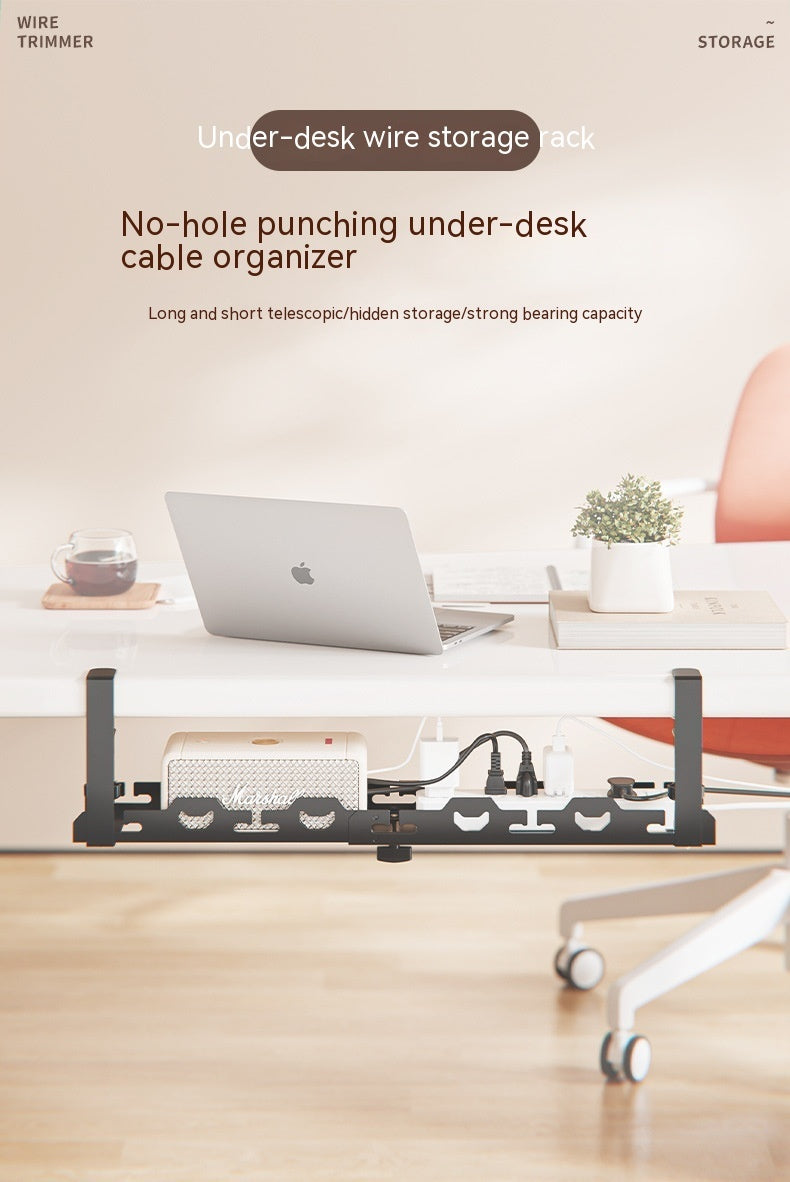 Punch-free Carbon Steel Under Desk Cable Management Rack - My Store