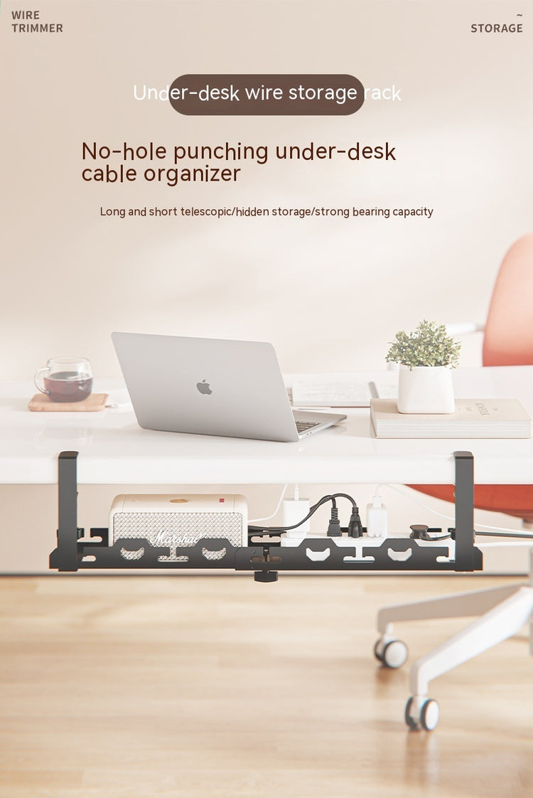 Punch-free Carbon Steel Under Desk Cable Management Rack - My Store