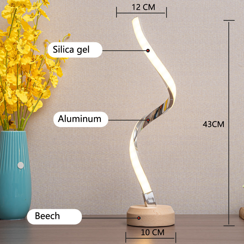 LED Spiral Table Lamp Modern Curved Desk Bedside Lamp Dimmable Warm White Night Light For Living Room And Bedroom - My Store