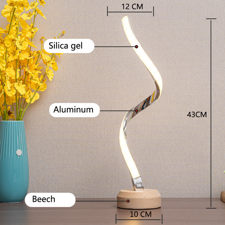 LED Spiral Table Lamp Modern Curved Desk Bedside Lamp Dimmable Warm White Night Light For Living Room And Bedroom - My Store