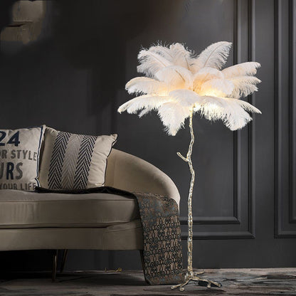Bedroom Bedside Feather Lamp Copper Lamp Floor Lamp - My Store
