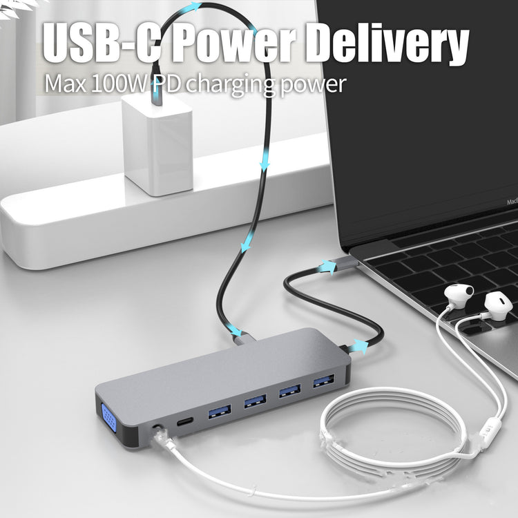 USB C Hub Hub Gigabit Ethernet Port Docking Station - My Store