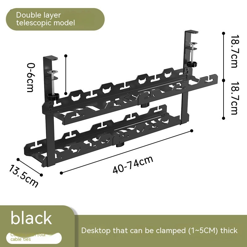 Punch-free Carbon Steel Under Desk Cable Management Rack - My Store