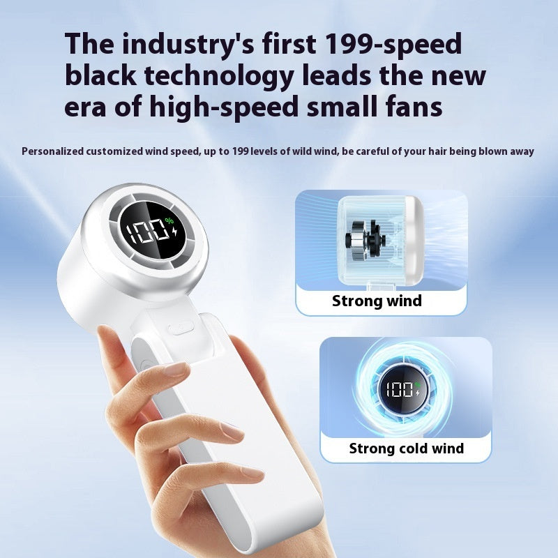 Handheld High-speed Mini Little Fan Foldable Handheld Digital Display Fan - My Store