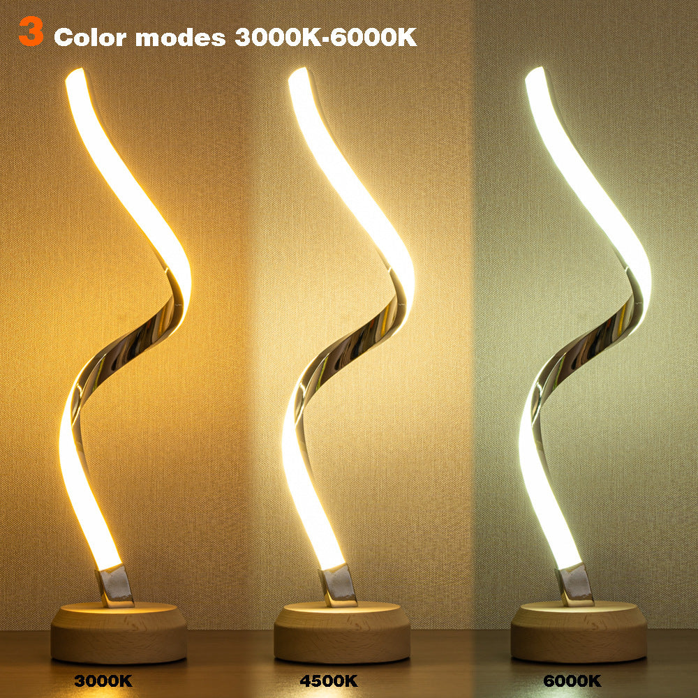 LED Spiral Table Lamp Modern Curved Desk Bedside Lamp Dimmable Warm White Night Light For Living Room And Bedroom - My Store