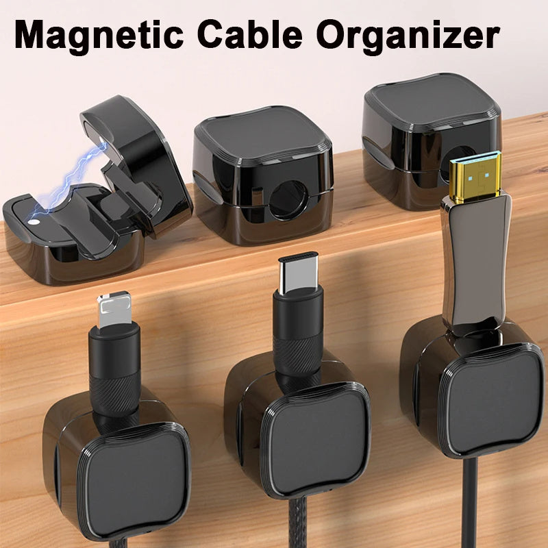 Magnetic Cable Clip Under Desk Cable Management Adjustable Cord Holder Wire Organizer And Cable Management Wire Keeper - My Store