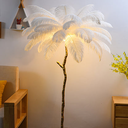 Bedroom Bedside Feather Lamp Copper Lamp Floor Lamp - My Store