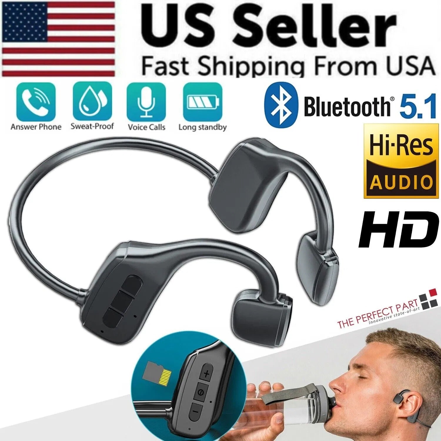 Bone Conduction Headphones Bluetooth 5.1 Wireless Headset Earbuds Outdoor Sport - My Store