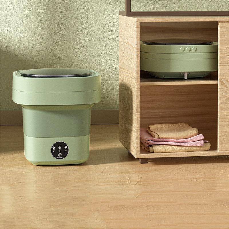 Mini Foldable Washing Machine Portable Mini Socks Underwear Panties Washing Machine Big Capacity 3 Models With Spinning Dry Gadgets in green color.