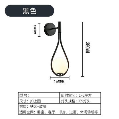 Nordic Bedroom Bedside Led Wall Lamp Golden Personality Home Lighting - My Store