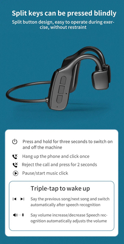 Bone Conduction Headphones Bluetooth 5.1 Wireless Headset Earbuds Outdoor Sport - My Store