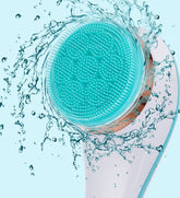 Electric Bath Brush splashing with water, showcasing its silicone scrubber design for deep cleansing.