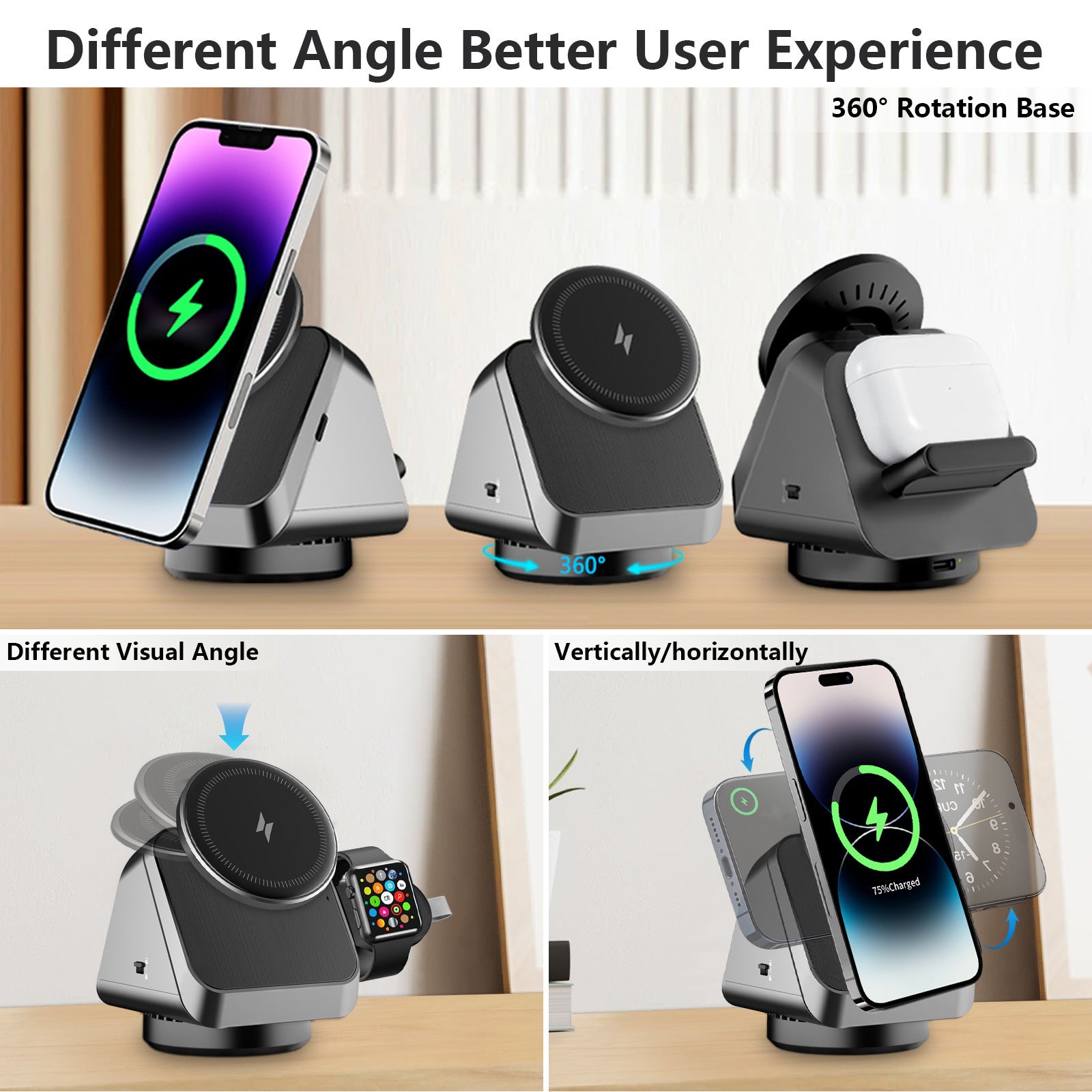 Three-in-one Magsafe Magnetic Wireless Charger Mobile Phone Watch Headset - My Store