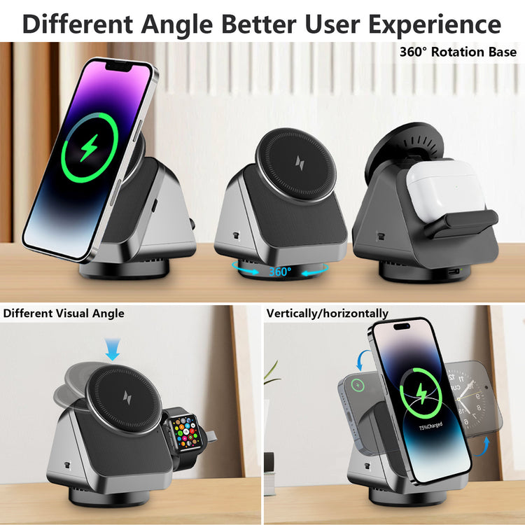 Three-in-one Magsafe Magnetic Wireless Charger Mobile Phone Watch Headset - My Store