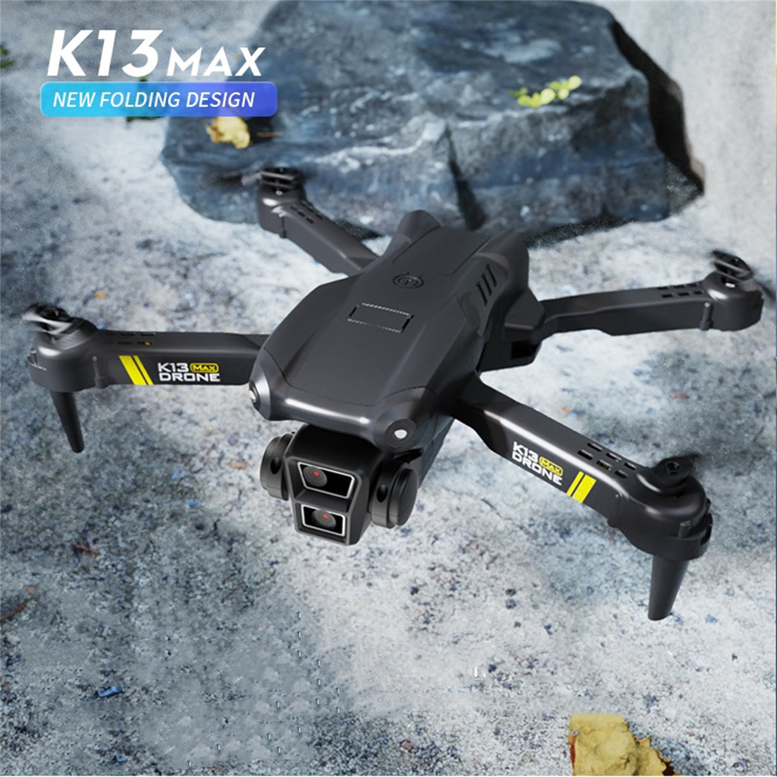 TheK13 Smart Camera Drone With 2 Batteries Features Real-time Image Transmission From A Single Camera. It Has One-click Touch And Landing Functions. This Is A Foldable Remote-controlled Drone Toy, Ma - My Store