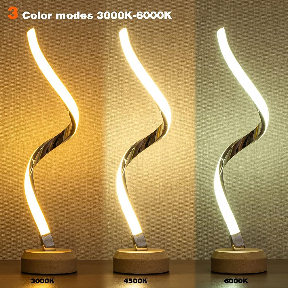 LED Spiral Table Lamp Modern Curved Desk Bedside Lamp Dimmable Warm White Night Light For Living Room And Bedroom - My Store