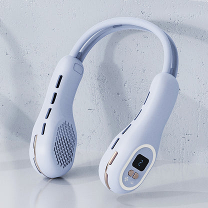 Leiser Mini-USB-Ventilator ohne Flügel, Ambientelicht, hängender Hals, Sommer-Gadgets
