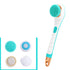 Electric Bath Brush with interchangeable silicone scrubber heads for deep cleansing and skin rejuvenation.