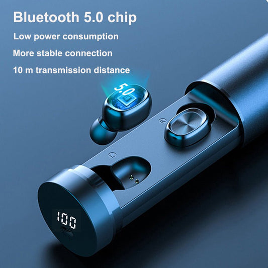 سماعات أذن بلوتوث 5.0 لاسلكية 8D HIFI رياضية مع ميكروفون وسماعات رأس للألعاب والموسيقى